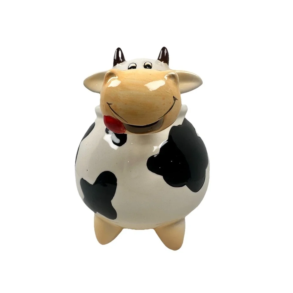 Cute Cow Teapot Ceramic Farm Animal Tea Pot Black White Kitchen Decor New